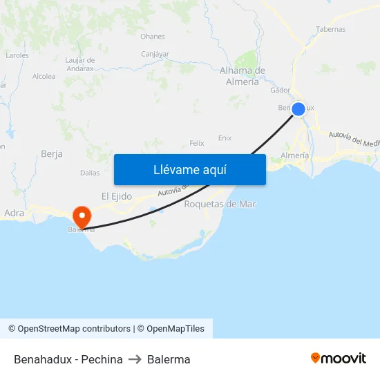 Benahadux - Pechina to Balerma map