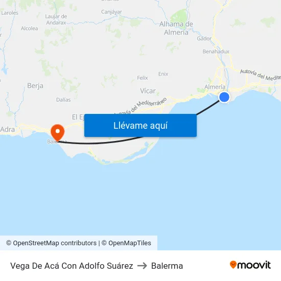 Vega De Acá Con Adolfo Suárez to Balerma map