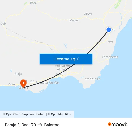 Paraje El Real, 70 to Balerma map
