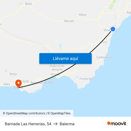 Barriada Las Herrerías, 54 to Balerma map