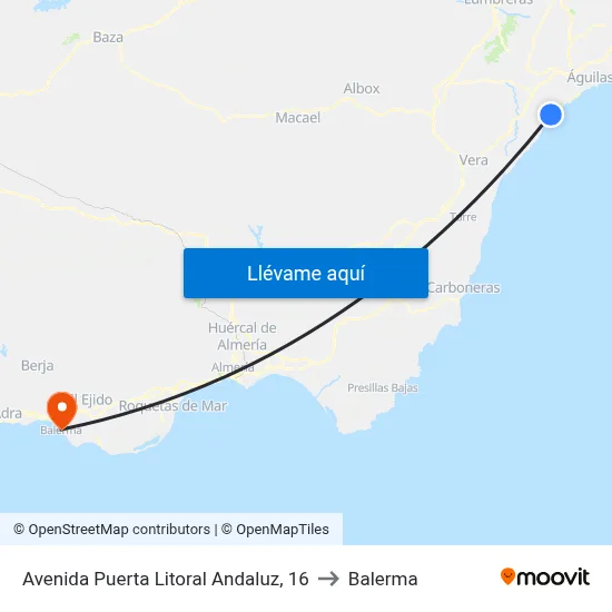Avenida Puerta Litoral Andaluz, 16 to Balerma map