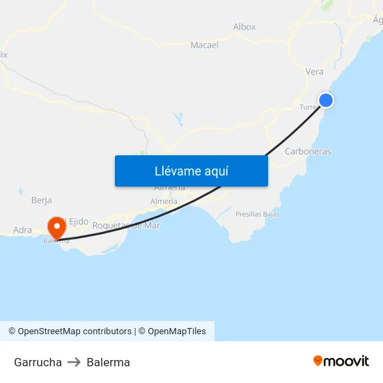 Garrucha to Balerma map
