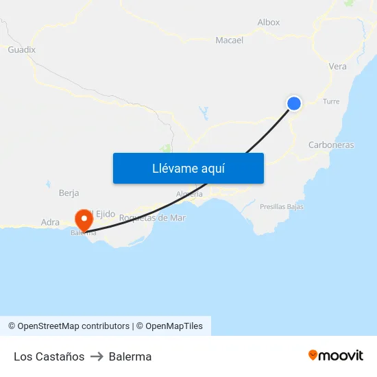 Los Castaños to Balerma map
