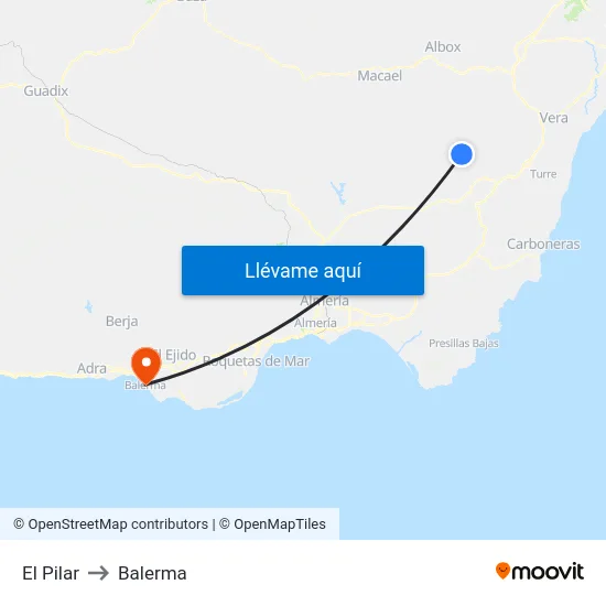 El Pilar to Balerma map