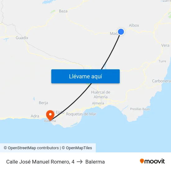 Calle José Manuel Romero, 4 to Balerma map