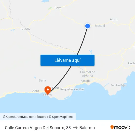 Calle Carrera Virgen Del Socorro, 33 to Balerma map