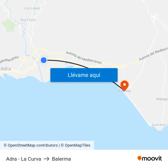 Adra - La Curva to Balerma map