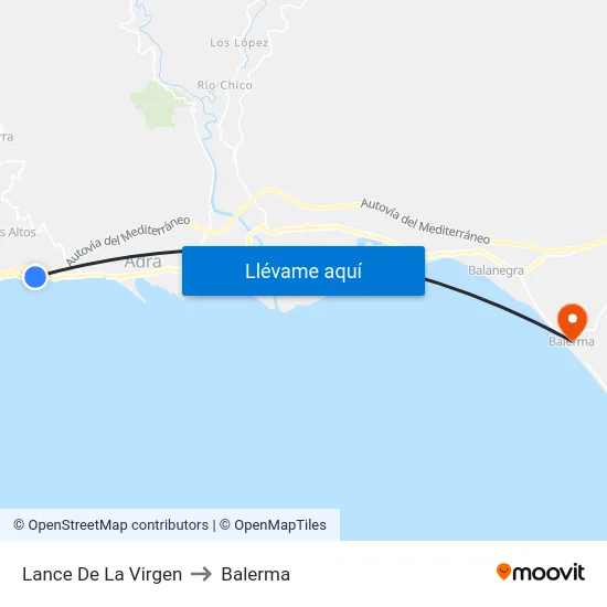 Lance De La Virgen to Balerma map