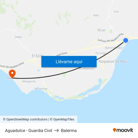 Aguadulce - Guardia Civil to Balerma map