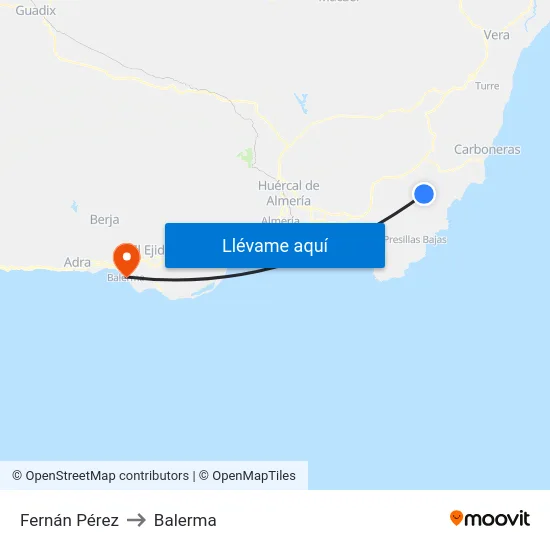 Fernán Pérez to Balerma map