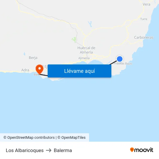 Los Albaricoques to Balerma map