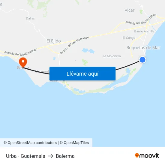 Urba - Guatemala to Balerma map