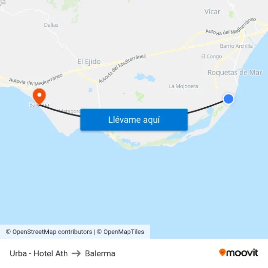 Urba - Hotel Ath to Balerma map