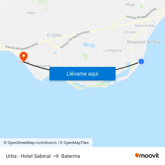 Urba - Hotel Sabinal to Balerma map