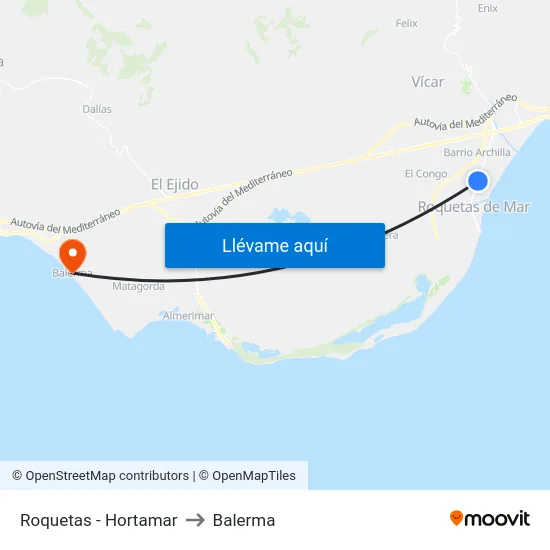 Roquetas - Hortamar to Balerma map