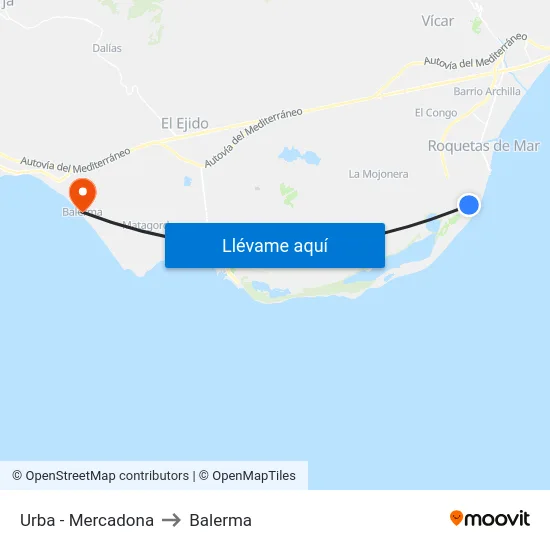 Urba - Mercadona to Balerma map