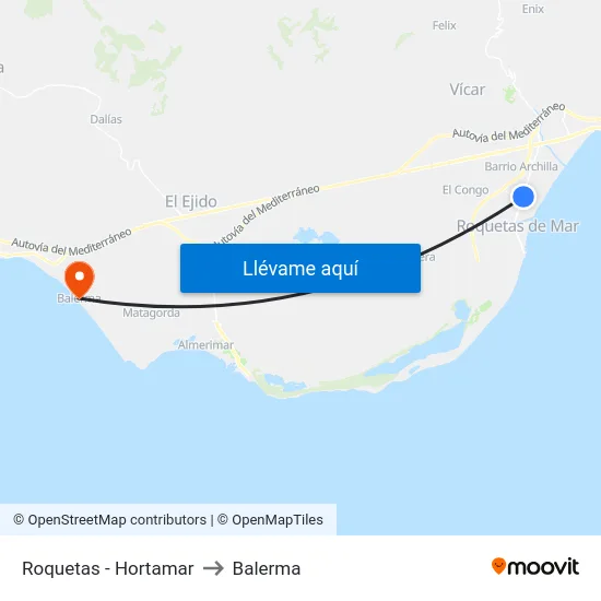 Roquetas - Hortamar to Balerma map