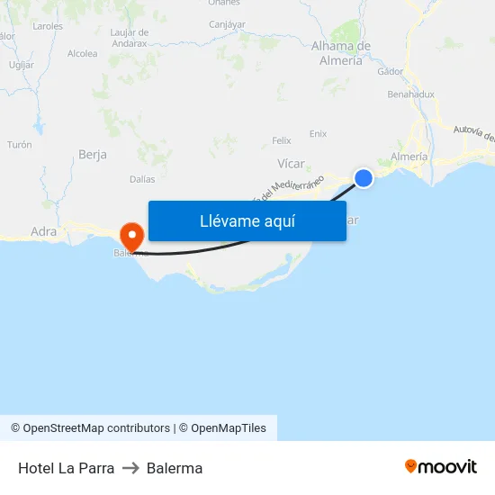 Hotel La Parra to Balerma map