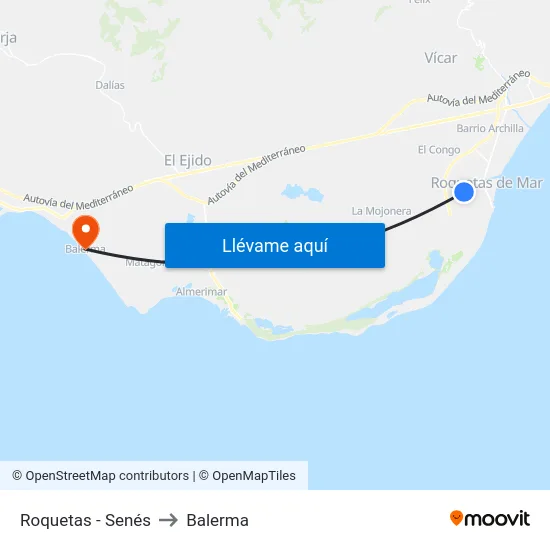 Roquetas - Senés to Balerma map