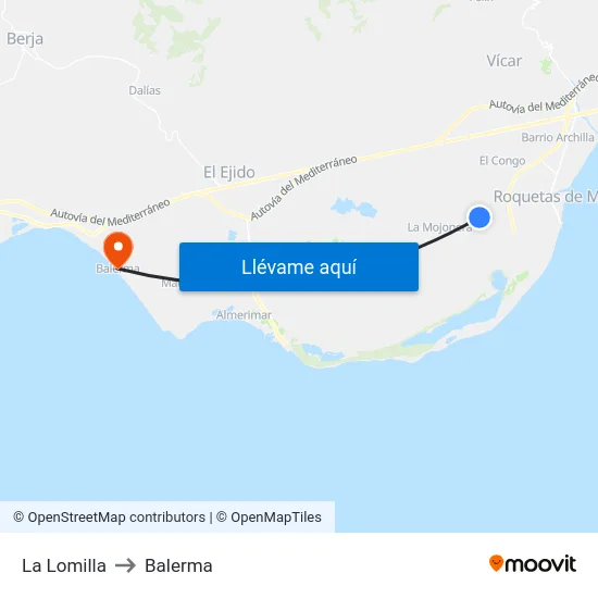 La Lomilla to Balerma map
