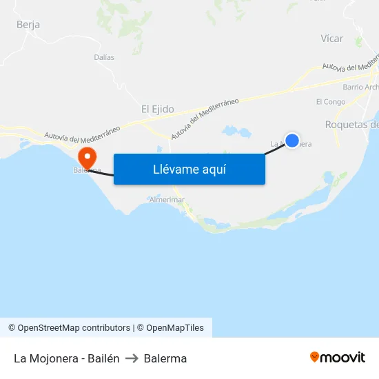 La Mojonera - Bailén to Balerma map