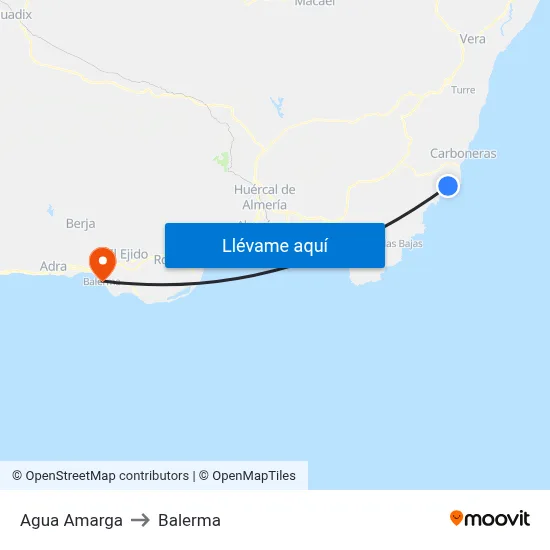 Agua Amarga to Balerma map