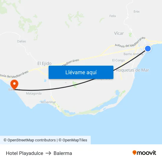 Hotel Playadulce to Balerma map