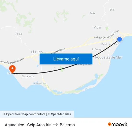 Aguadulce - Ceip Arco Iris to Balerma map