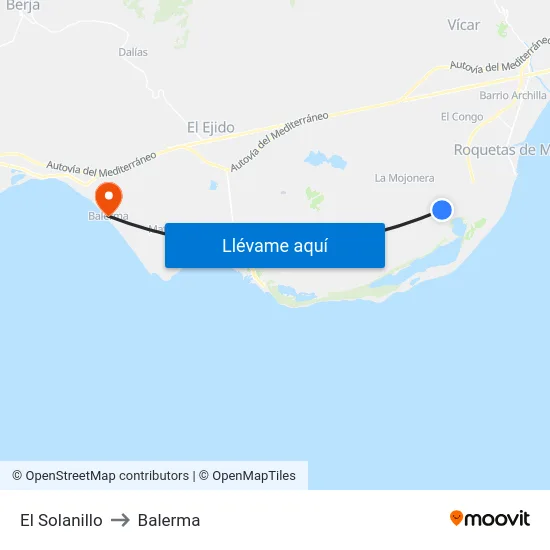 El Solanillo to Balerma map