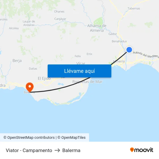 Viator - Campamento to Balerma map