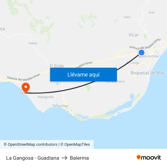La Gangosa - Guadiana to Balerma map