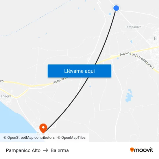 Pampanico Alto to Balerma map