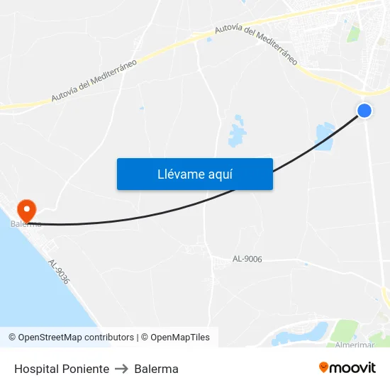 Hospital Poniente to Balerma map