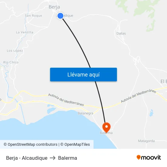 Berja - Alcaudique to Balerma map