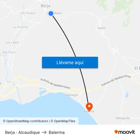 Berja - Alcaudique to Balerma map