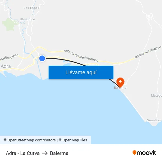 Adra - La Curva to Balerma map