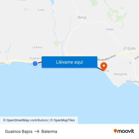 Guainos Bajos to Balerma map