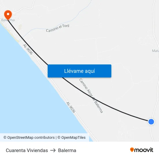 Cuarenta Viviendas to Balerma map