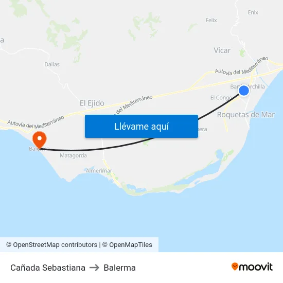 Cañada Sebastiana to Balerma map