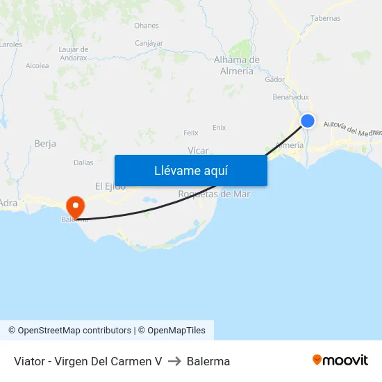 Viator - Virgen Del Carmen V to Balerma map