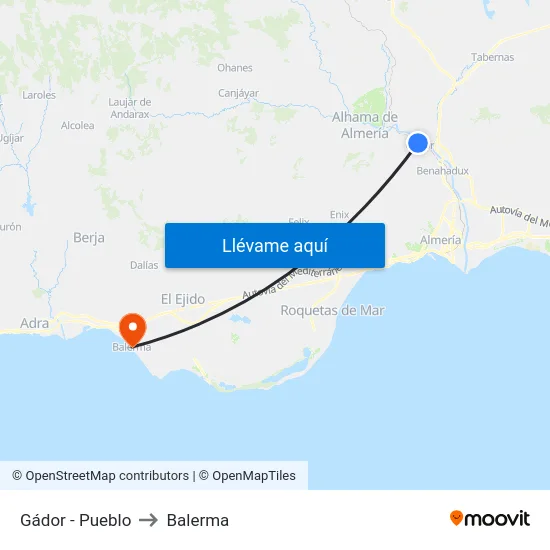 Gádor - Pueblo to Balerma map