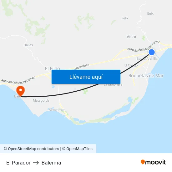 El Parador to Balerma map