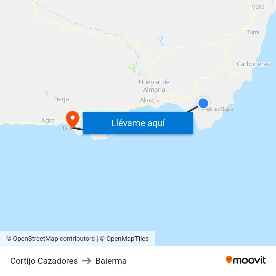 Cortijo Cazadores to Balerma map