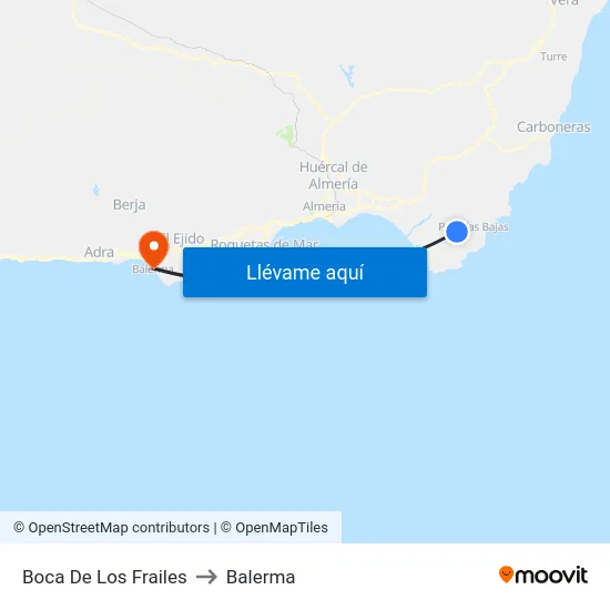 Boca De Los Frailes to Balerma map
