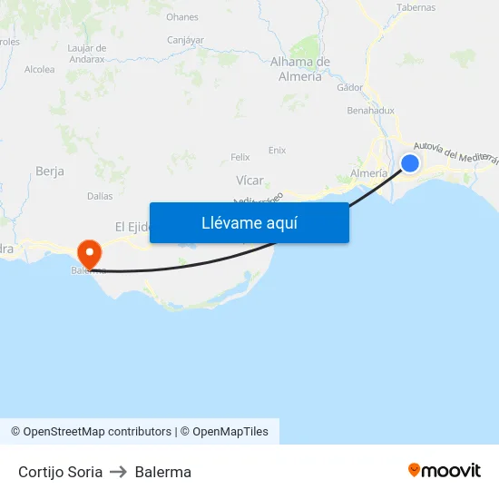 Cortijo Soria to Balerma map