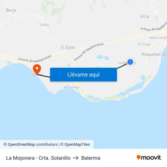 La Mojonera - Crta. Solanillo to Balerma map