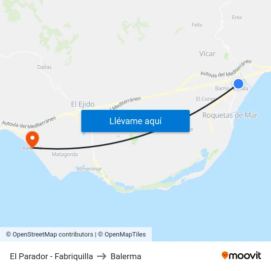 El Parador - Fabriquilla to Balerma map