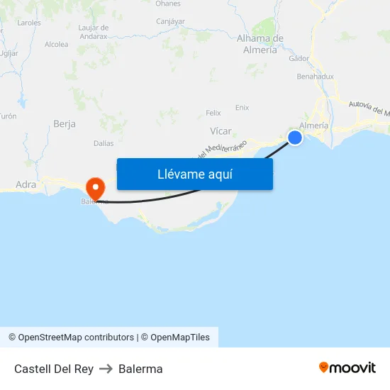 Castell Del Rey to Balerma map
