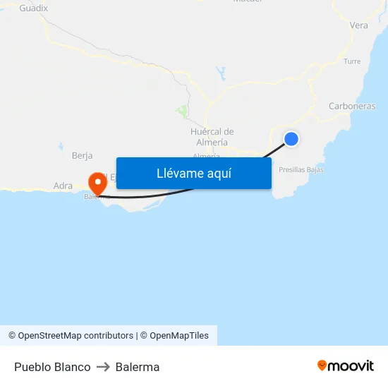 Pueblo Blanco to Balerma map