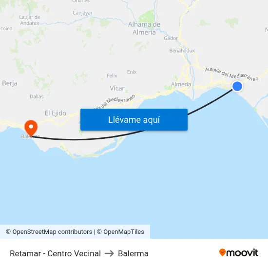 Retamar - Centro Vecinal to Balerma map